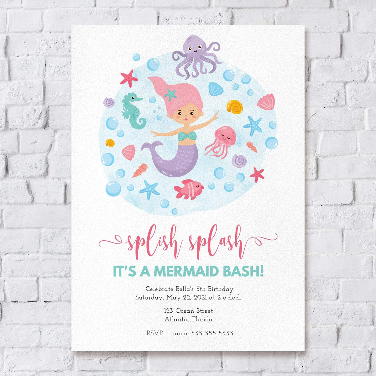 EDITABLE Mermaid Birthday Mermaid Crafts Sign Under the Sea 