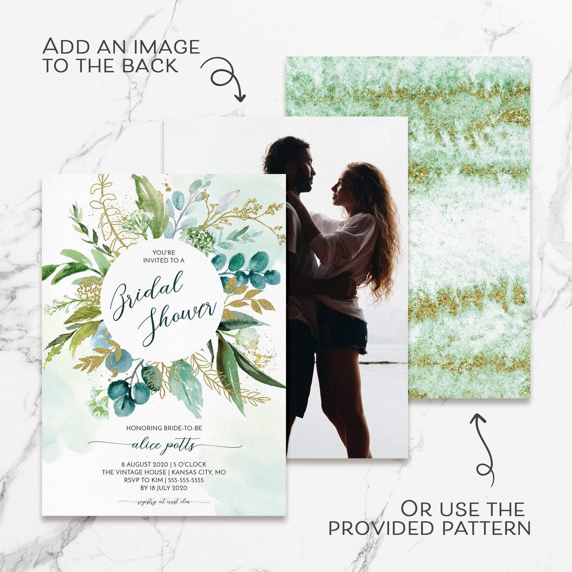 Loblolly Creative Digital Template Verdant Wreath Bridal Shower Invitation